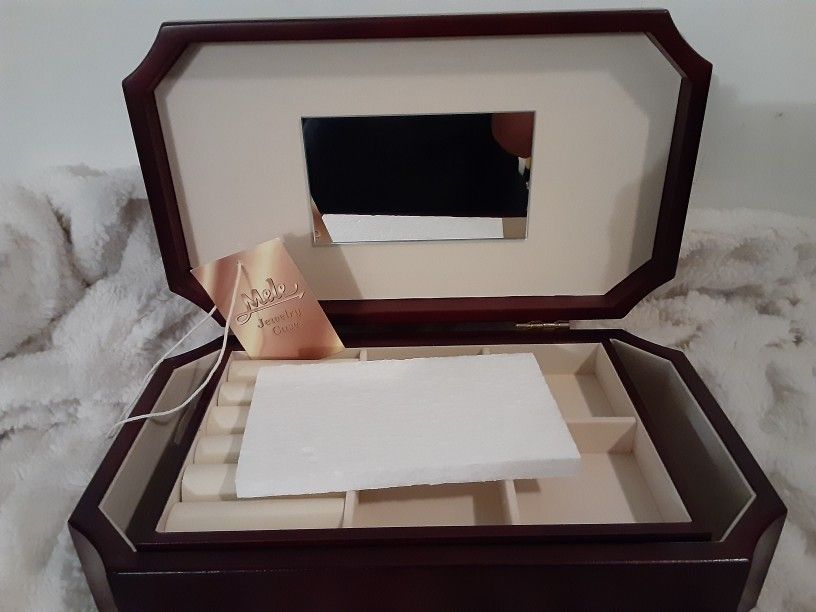 Brand New Mele & Co Cherry Wood Jewelry Case
