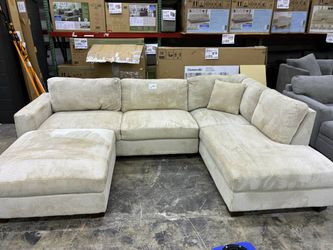 Thomasville Corduroy sectional sofa with ottoman