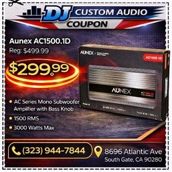 Aunex AC Series AC1500.1D Mono Subwoofer Amplifier With Bass Knob Control 3000 Watts 🚨 Payment Options Available 🚨 No Credit Needed 🚨 