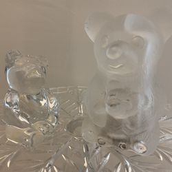 2 Crystal Bears - Godinger Bear (solid) & Princess House (bank)
