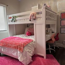 Full Size Loft Bed With Desk And Drawers 