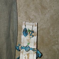 2pc Matte & Glossy Lampwork Bracelet Earrings Set 