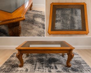 Large Wood Carved Coffee Table