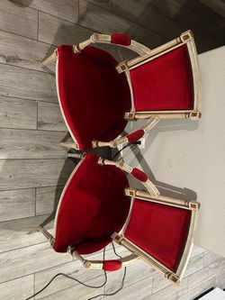 Two Velvet Red Antique Chairs