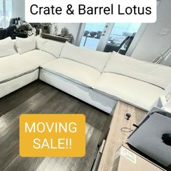 Crate & Barrel Lotus Sectional Couch Sofa Cloud 