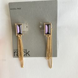 nordstormrack christmas gift shiney purple stone gold color earrings