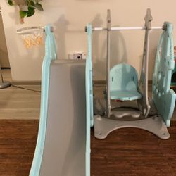 Swing/Slide/Toy storage/Basketball Hoop 4 In 1