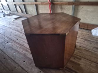 Hexagonal Wood Pedestal Cabinet