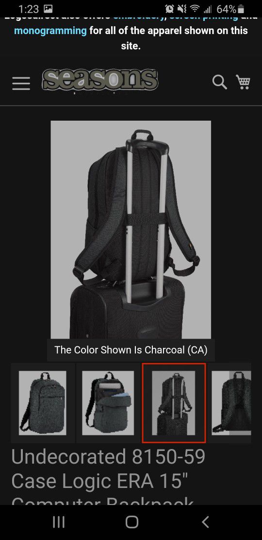 Case Logic Backpack Laptop Bag New Gray