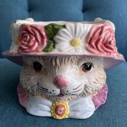 Vintage 1992 Fits And Floyd “bunny Bonnet Hill” Planter Or Mug Cup