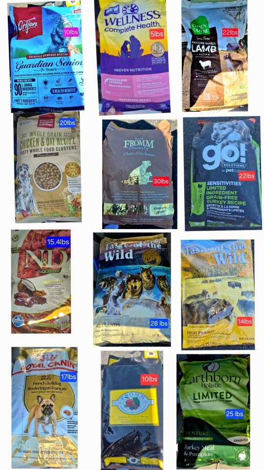220lbs PREMIUM DOG FOOD-Royal Canin,Orijin, N&D, Open Farm, Earthborn Holistic, GO solutions, Wellness, Taste Of The Wild