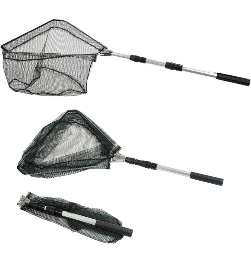 Extendable Fishing Landing Net with Telescoping Pole Handle, Fishing net Freshwater