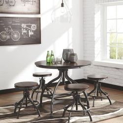 HOT DEAL] Odium Counter Height Dining Table and Bar Stools (Set of 5)