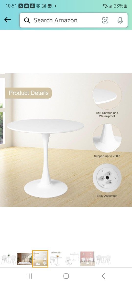 Mid Century Modern Round Dining Table, Office, Cafe, Restaurants