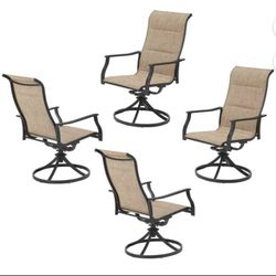 Mainstays Highland Knolls 4-Piece Outdoor Patio Dining Chairs with Padding, Beige/Black