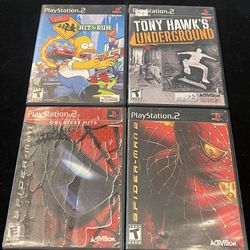 Sony PlayStation 2 PS2 Game Disc Lot of 4 (THE SIMPSONS SPIDER-MAN TONY HAWK) Post Nintendo Era 