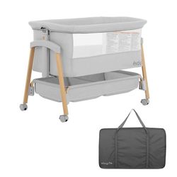 Evolur Bedside Bassinet - Rolling with storage - Grey