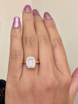 New Gold Plated 3ct Cushion Cut CZ Statement Ring Size 7 Cocktail Ring