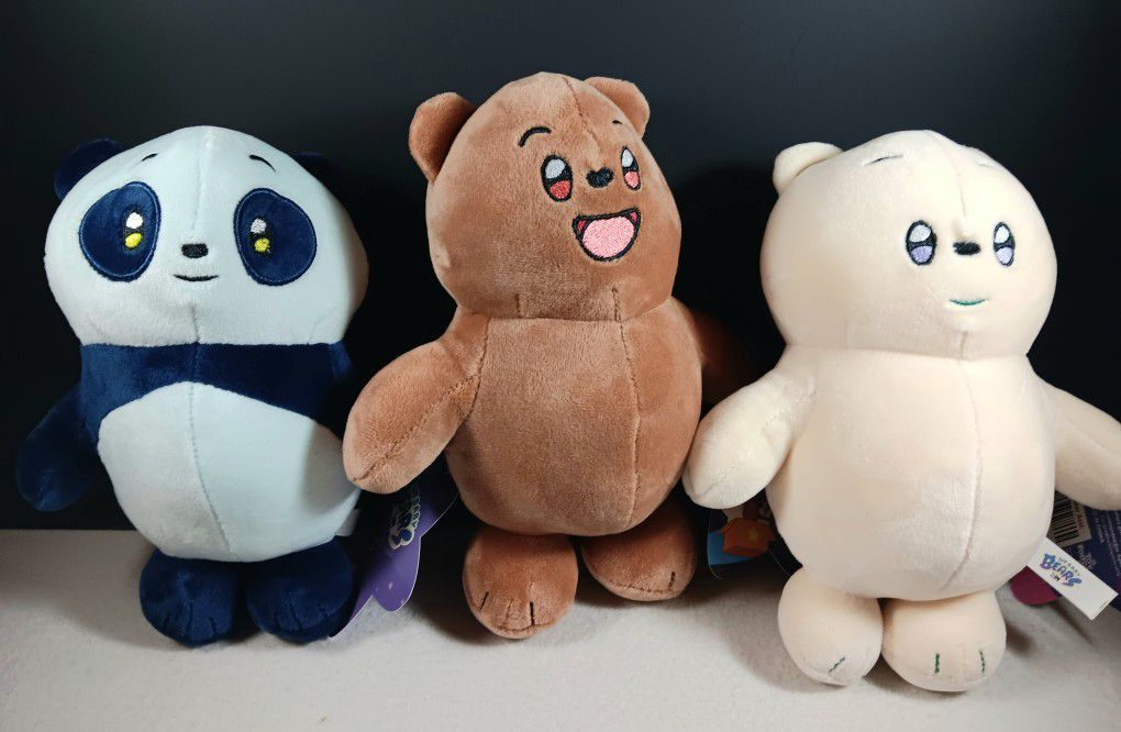 We Bare Bears Plush Toy 7" Bears Standing Cuddle Soft Plushies Set of 3 CN 2024
