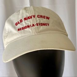 Vintage Old Navy Crew Cap Hat Beige Red Region/A-Sydney Adjustable