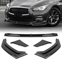 For 2014 2015 2016 2017 Infiniti Q50 Luxe Base Painted Black Front Bumper Lip Splitter -(2-PU-209-PBK