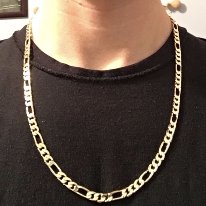 Gold Chain Figaro Necklace 24in 6mm