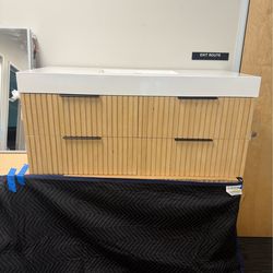 48” Bathroom vanity in wood color wall mounted