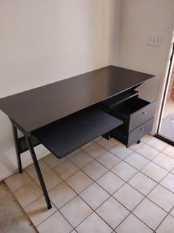black glass computer desk with chair size H 30.75 W 23.5 L 55 !!!