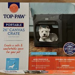 Brand New! Portable Dog Crate 26-Inch | Indoor & Outdoor | Gray |  Small Dogs (up to 30 lbs) | Value $95