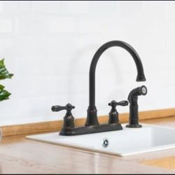 Gatebridge Oil Rubbed Bronze Double Handle High-arc Kitchen Faucet w/ Side Spray (Brand New)FREE SHIPPING!