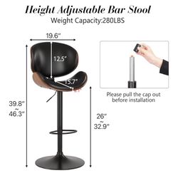 Black Set Of Two Bar Stools 