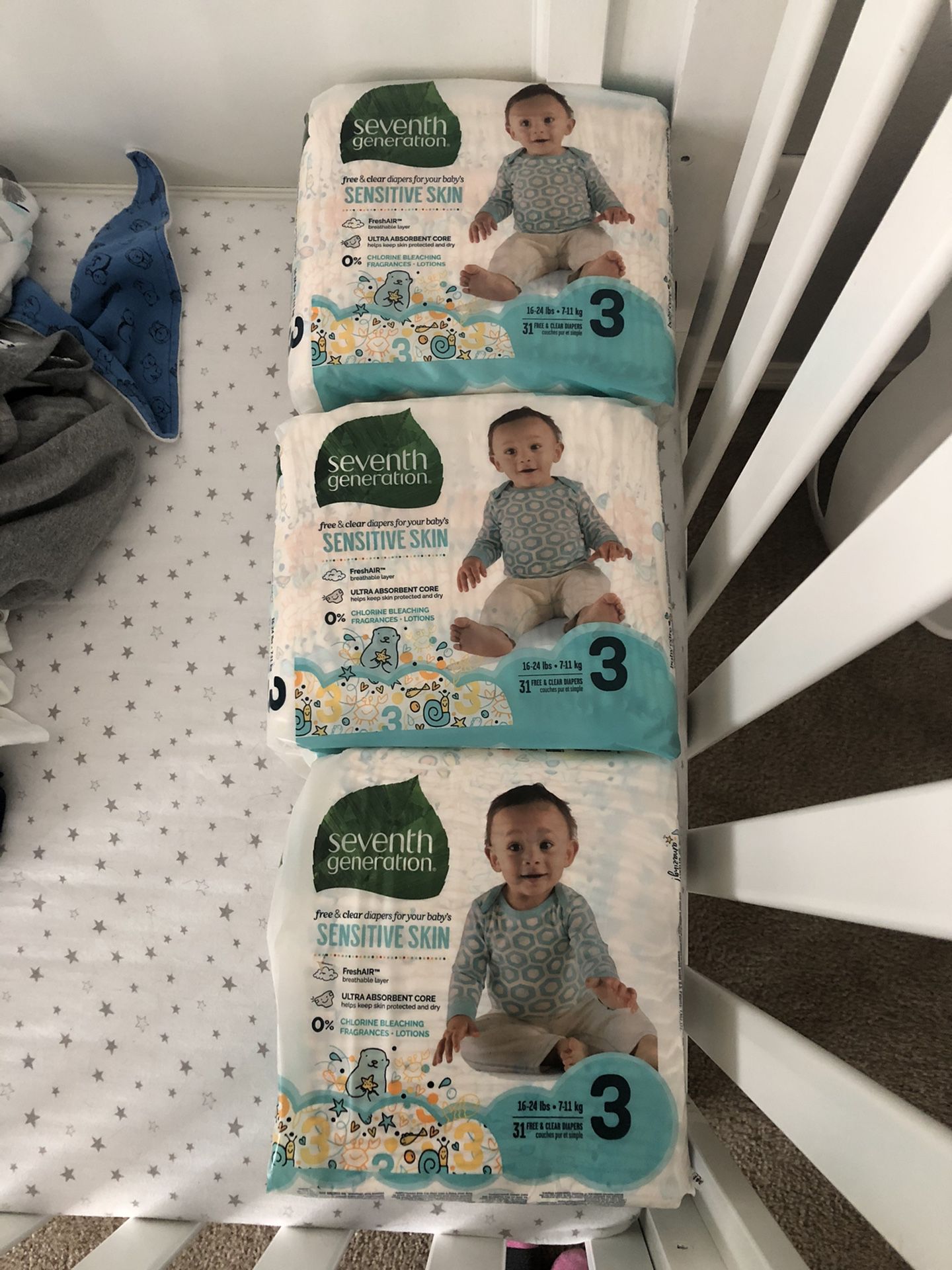 Seventh Generation Size 3 Diapers (93 Total)