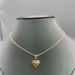 Real 10kt Gold Chain & Heart Shape Charm 