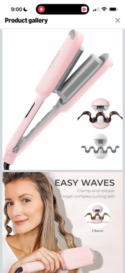 Curling Iron Hair Crimper Waver - TYMO ROVY Beach Waves Curling Wand, Ionic Deep Waver Hair Curler Tool with Ceramic 3 Barrel for Women, Dual Voltage,