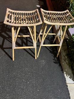Leda Rattan Counter Stool - WIK6512 - White/Grey - Safavieh