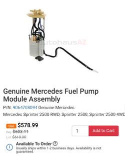 Genuine Mercedes Fuel Pump Module Assembly #A(contact info removed)