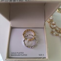 Gold Plated Rhodium Plated Duo Rings Women