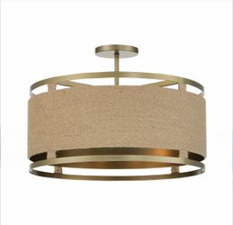 Minka Lavery 4-Light Semi-Flush Mount in Soft Brass with Natural Rope