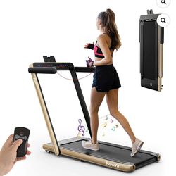 Costway Up To 7.5MPH 2.25HP 2 in 1 Dual Display Screen Treadmill Jogging Machine W/APP Control Gold