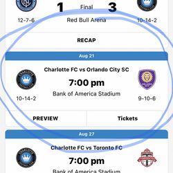 For Sale 2  Tickets Charlotte FC