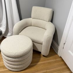 Crate & Barrel Snoozer Cream Glider & Ottoman