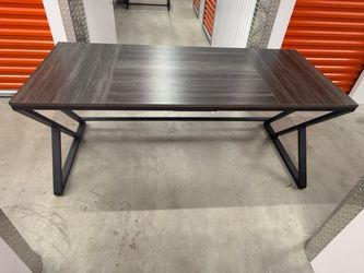 Modern Large Office Desk – Black Metal Frame & Wood Top
