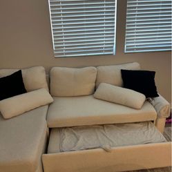 Sleeper Sofa With Storage Chaise- White