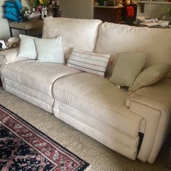 Furniture, Sofa Is White, and leather furniture is brown, American leather brand