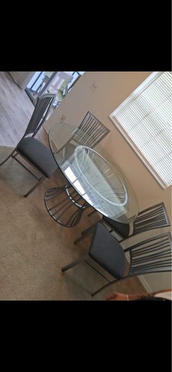 Round Glass Dining Table with Chairs