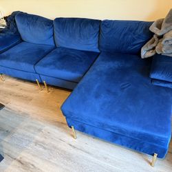 Blue Velvet L Sectional