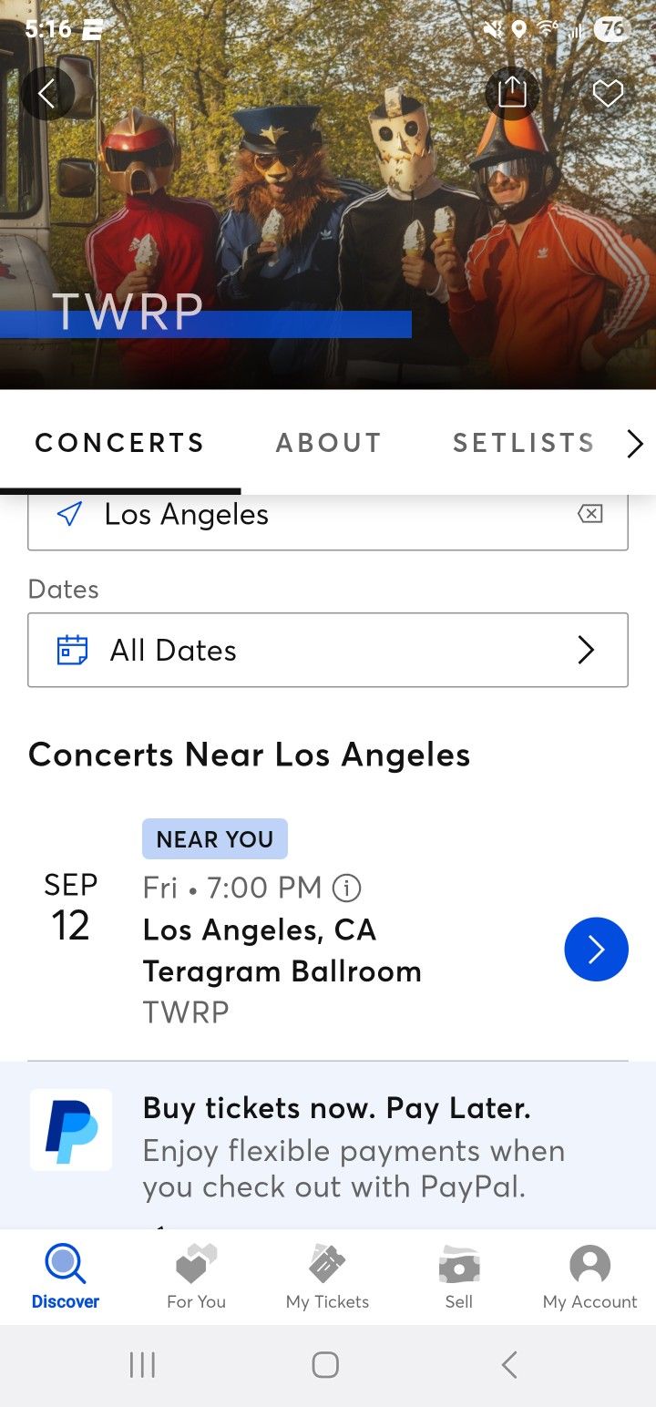 2 TWRP Tickets - $60 FOR BOTH