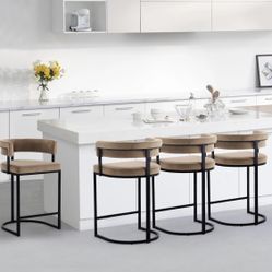 Bar Stools Set of 4 for Kitchen Counter, 26" Bar Chairs with Back, Modern Height Island Barstools, Upholstered Breakfast Stools for Dining Room, Cafe,