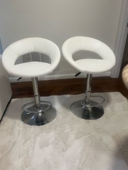 Bar stools PU leather white set of 2