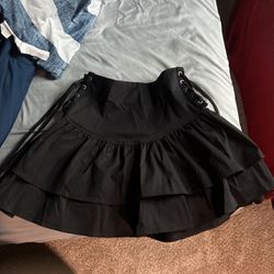 Black Short Skirt With Ties On The Sides 